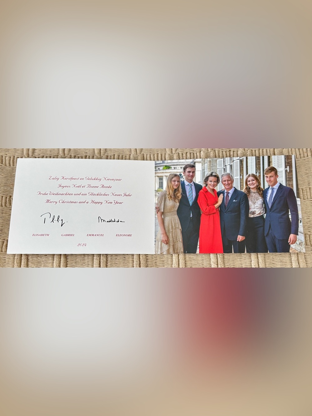 BELGIUM King Philippe & Queen Mathilde & Children of 2023-2024 Holiday Card